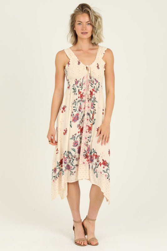 Ivory Dress With Floral Pattern