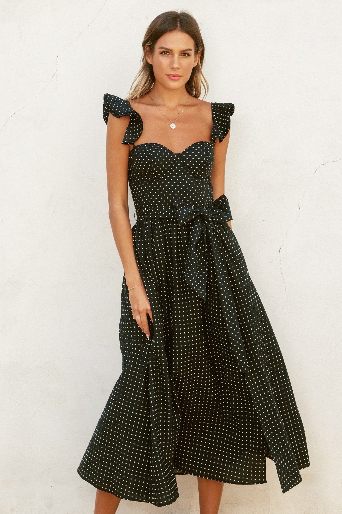 Pin Dot Corset Flutter Dress