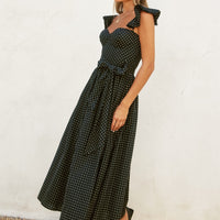 Pin Dot Corset Flutter Dress