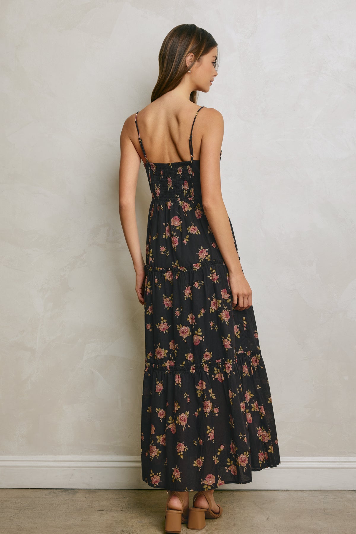 Floral Corset Tiered Maxi Dress