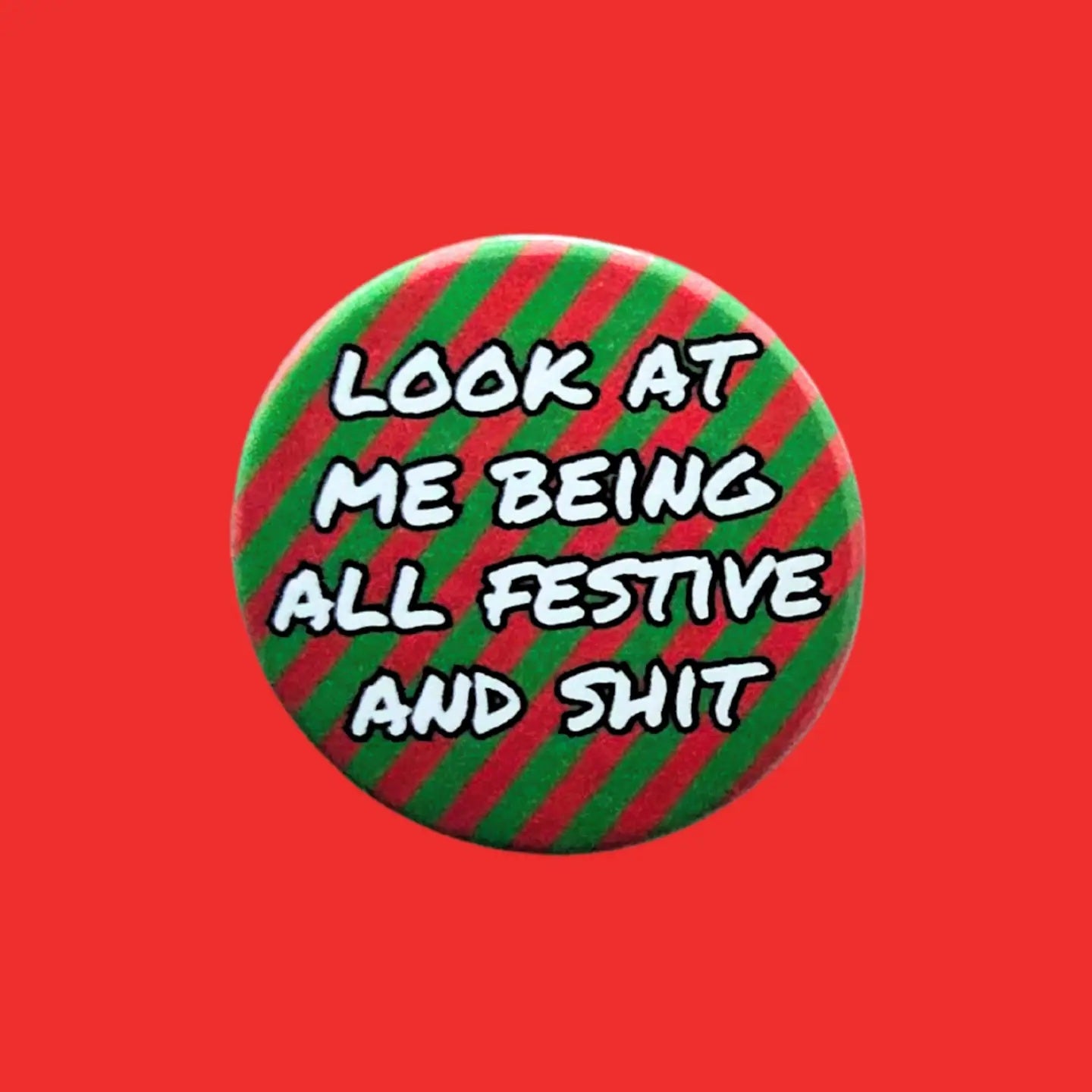 Festive Santa Badges 38mm X 38mm Handmade Pin Badge