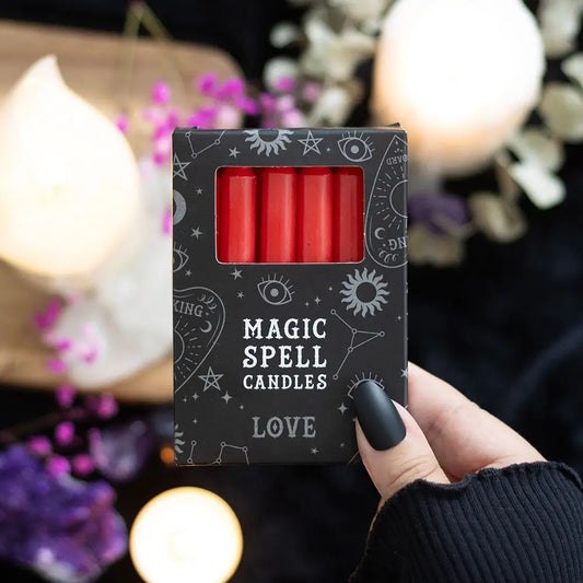 Set Of 12 Red 'Love' Magic Spell Candles