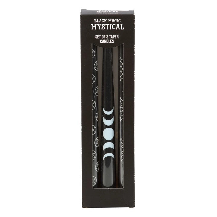 Set Of 3 Black Magic Mystical Taper Candles