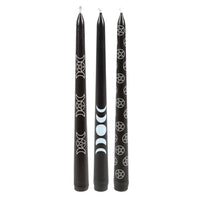 Set Of 3 Black Magic Mystical Taper Candles