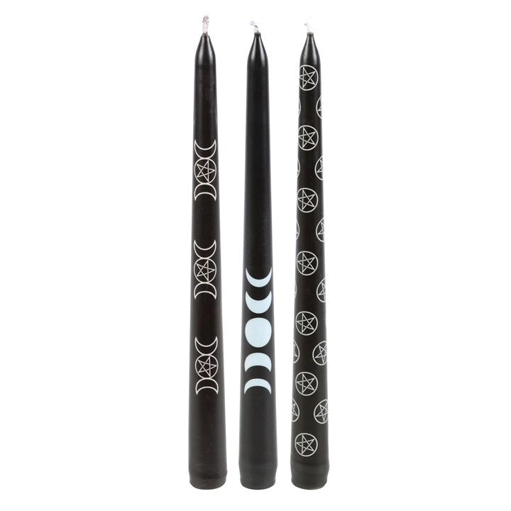 Set Of 3 Black Magic Mystical Taper Candles
