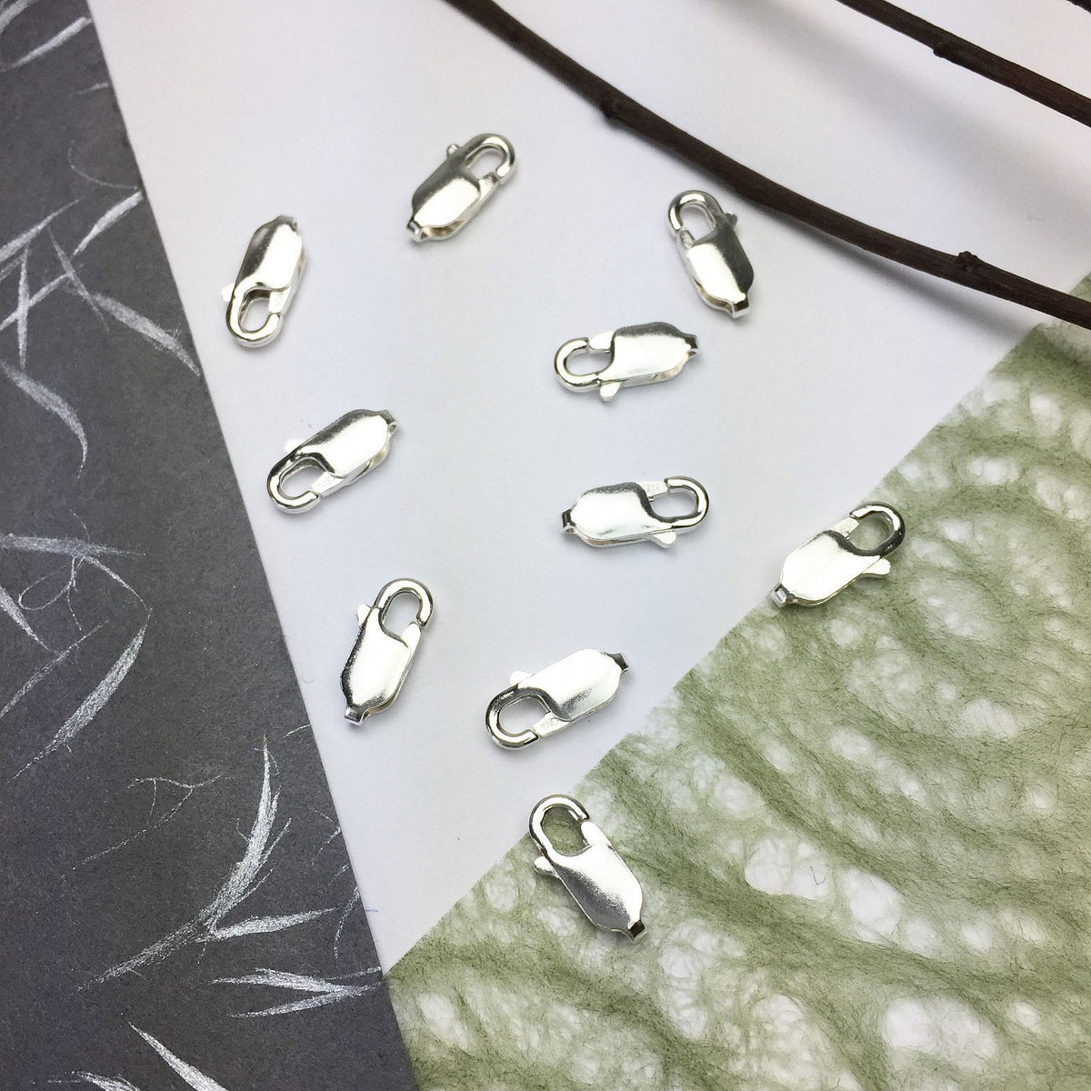 LOBSTER CLAW CLASP RECTANGLE MEDIUM SILV