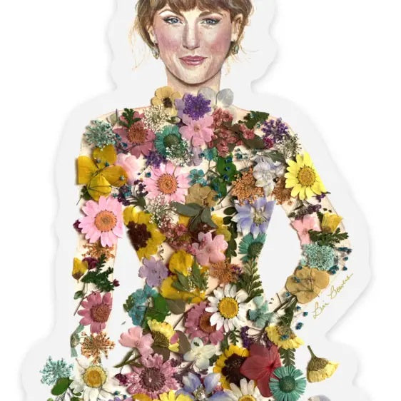 Taylor Swift in Florals Clear Sticker
