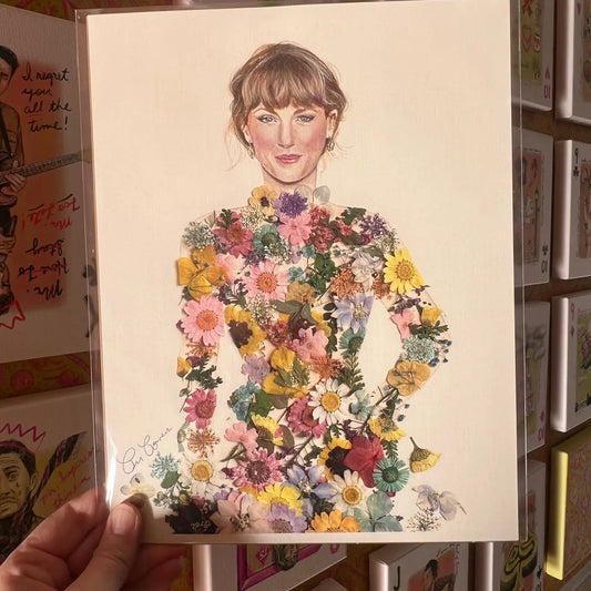 Taylor Swift in Florals Mixed Media Print
