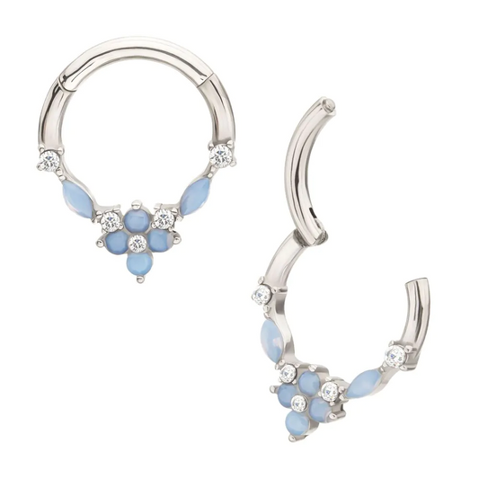 Flower Opalite And Multi CZ Hinged Hoop
