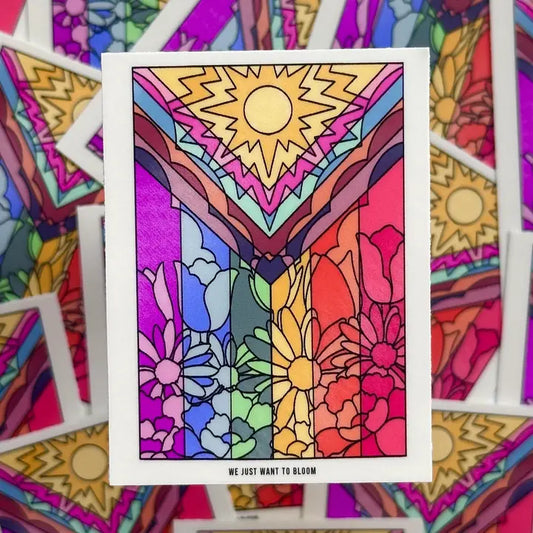 We Just Want To Bloom Flower Pride Flag Sticker