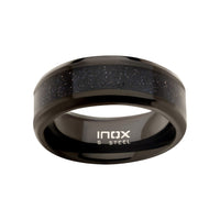 Black Ring Blue Sand Inlay Size