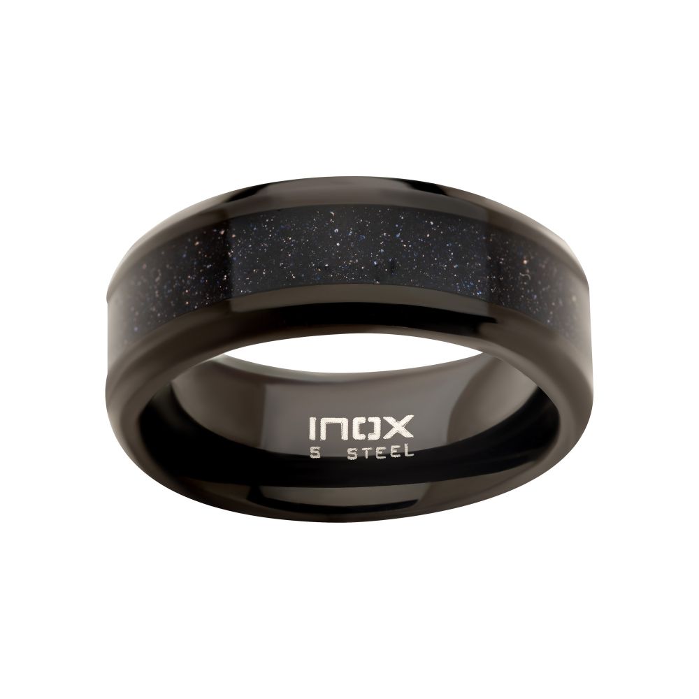 Black Ring Blue Sand Inlay Size