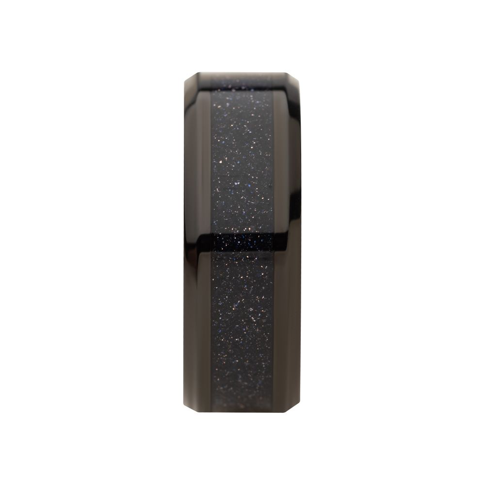 Black Ring Blue Sand Inlay Size