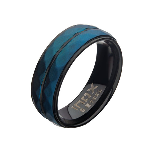Matte Blue Double Hammered Ring Size 1