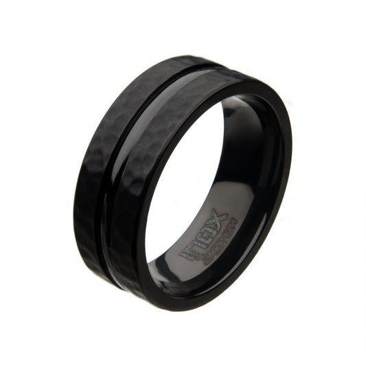 Black Zirconium Hammered Ring. Size 11