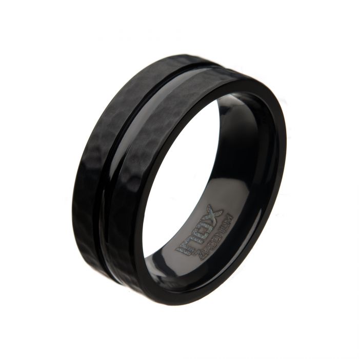 Black Zirconium Hammered Ring. Size 12