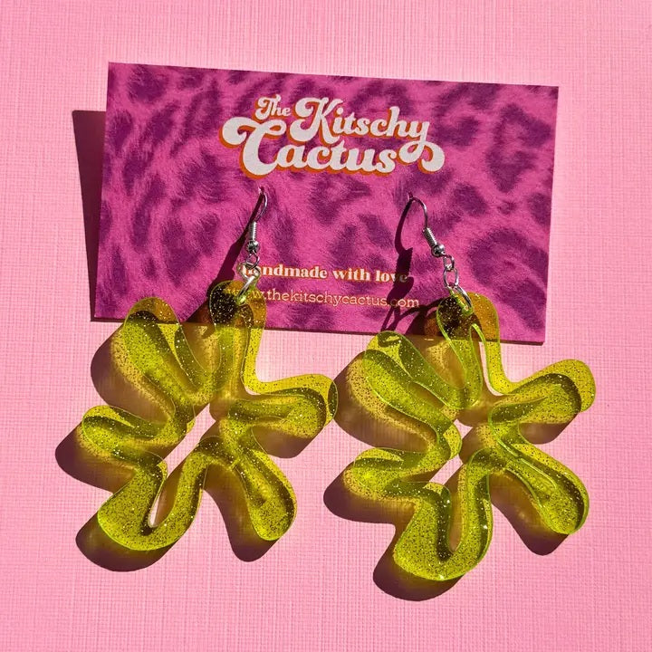 Shagadelic, Baby!- Funky Lime Green Statement Earrings