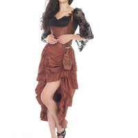 Brown Steampunk Ruffle Layered Skirt