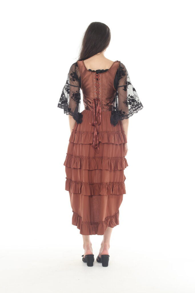 Brown Steampunk Ruffle Layered Skirt