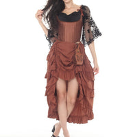 Brown Steampunk Ruffle Layered Skirt