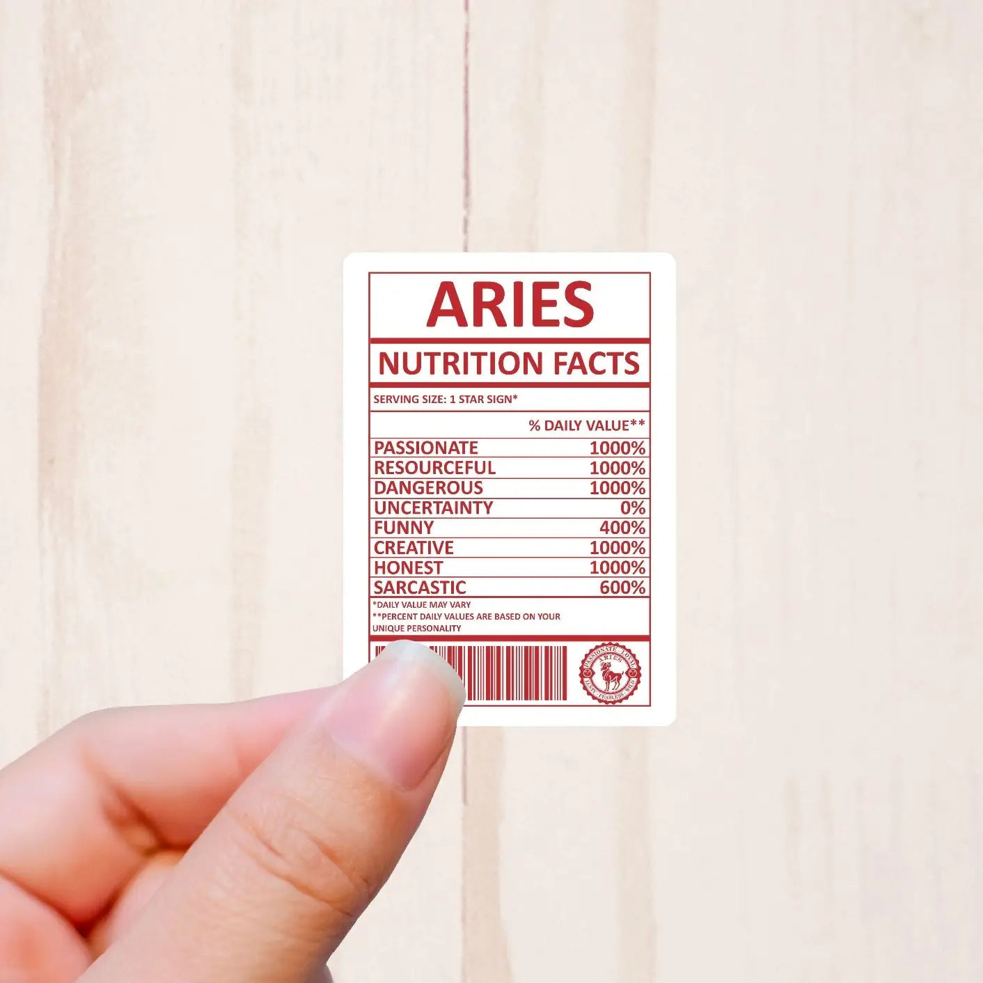 Zodiac Signs, Nutritional Facts, Vinyl Sticker