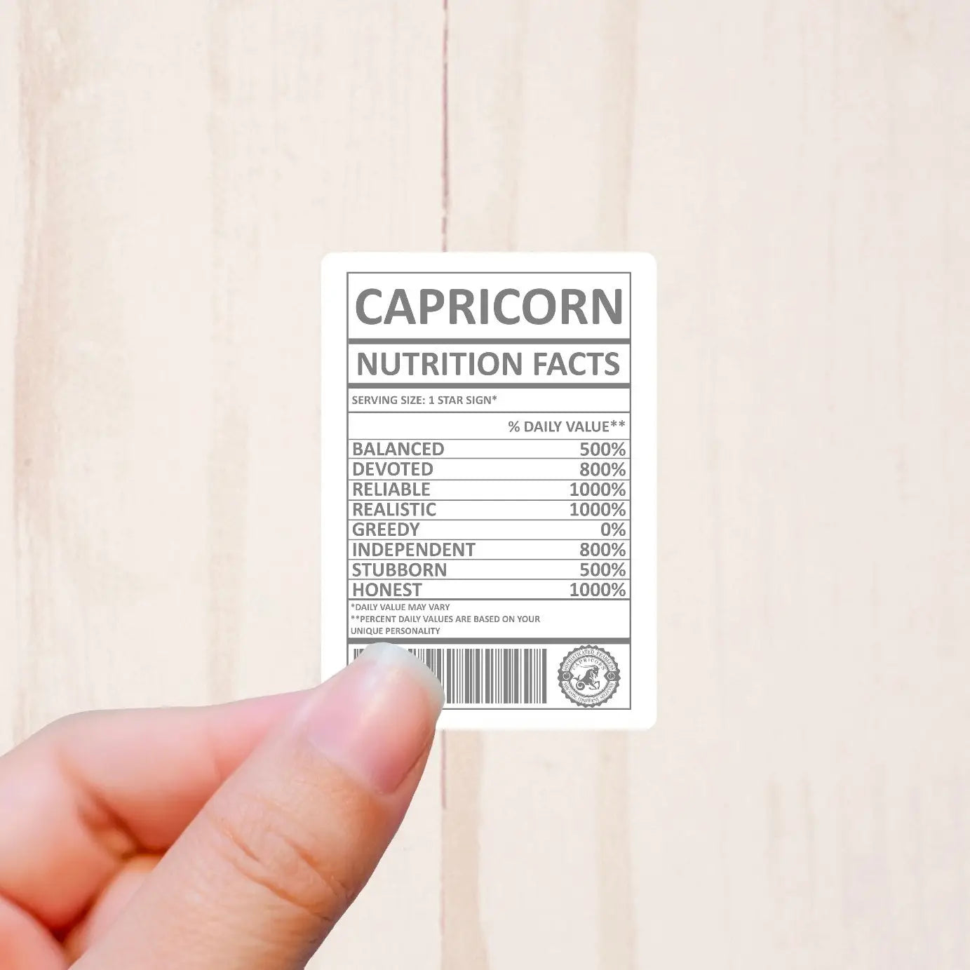 Zodiac Signs, Nutritional Facts, Vinyl Sticker