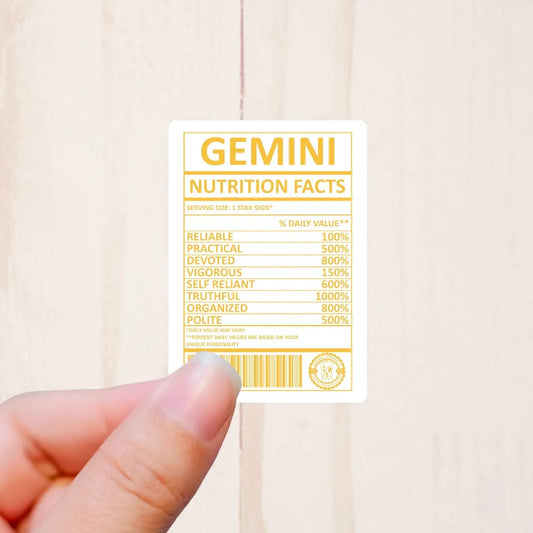 Zodiac Signs, Nutritional Facts, Vinyl Sticker