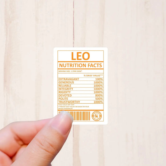 Zodiac Signs, Nutritional Facts, Vinyl Sticker
