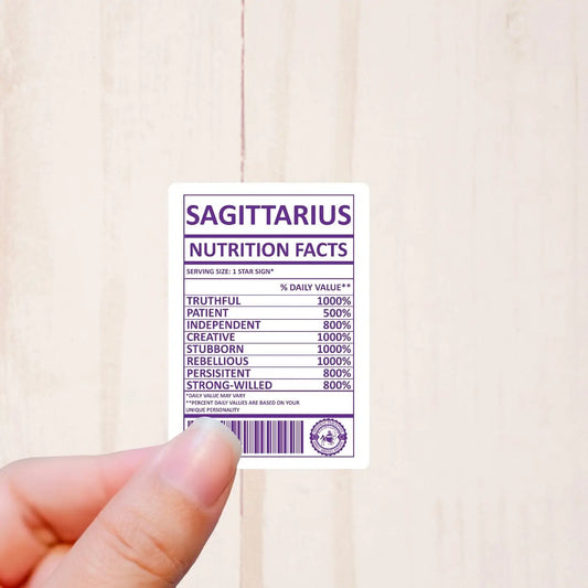 Zodiac Signs, Nutritional Facts, Vinyl Sticker