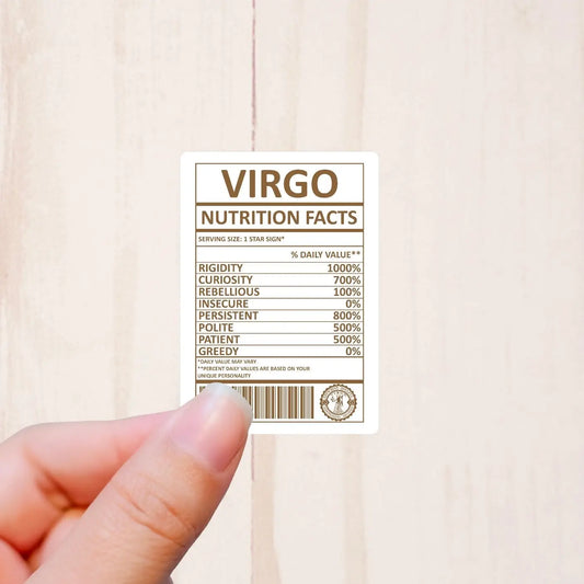 Zodiac Signs, Nutritional Facts, Vinyl Sticker