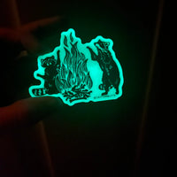 Glow in the Dark Raccoon Bonfire Sticker