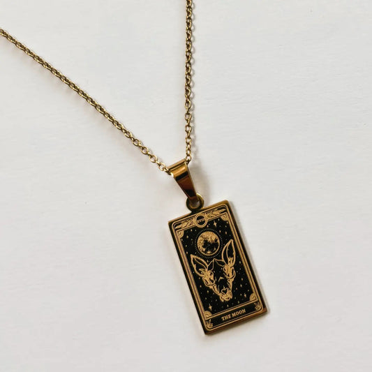 Tarot Card Necklace - the Moon from the Marigold Tarot Deck