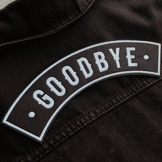 Large Embroidered Iron-On Patch - Goodbye Back Patch
