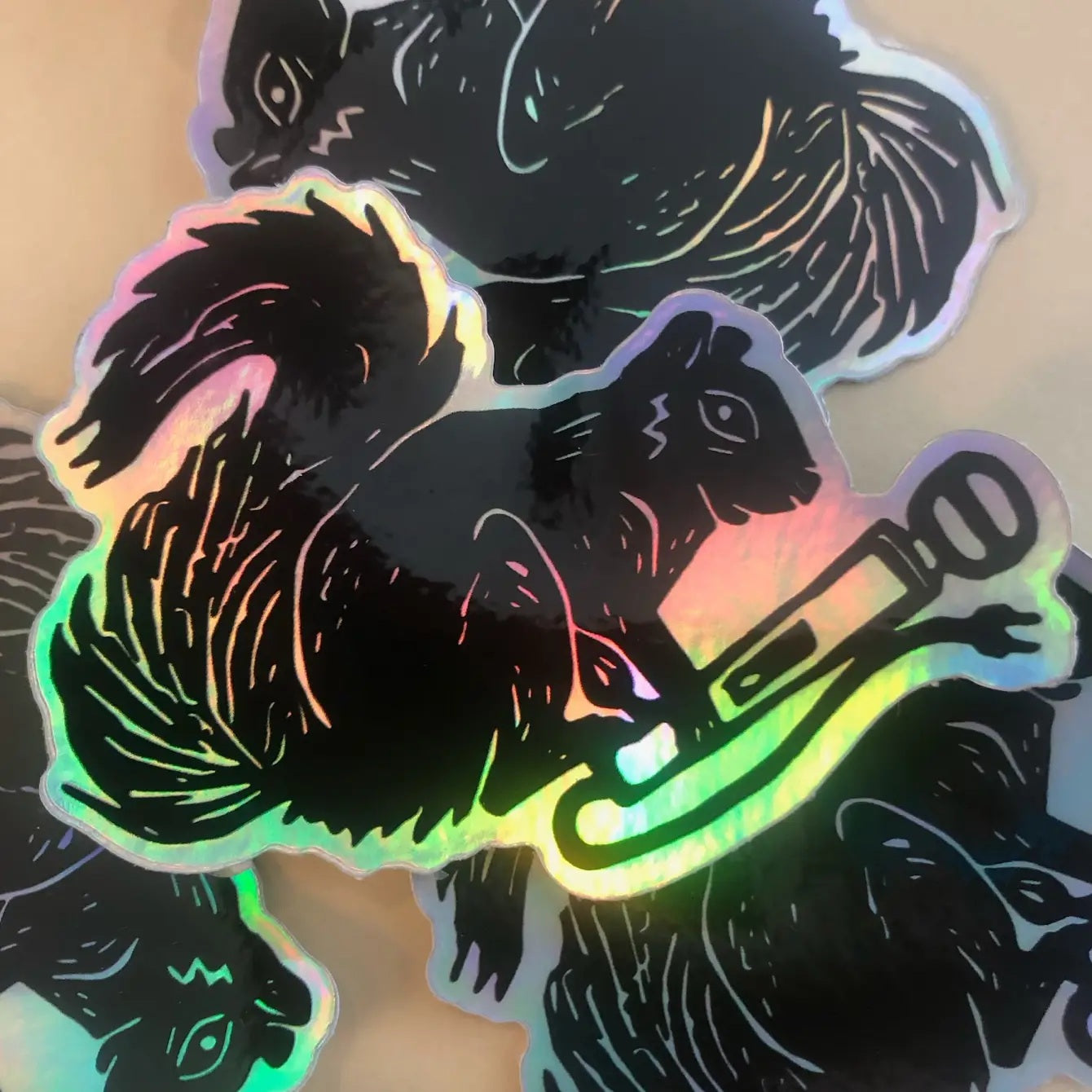 Good Vibe Squirrel Holographic Sticker