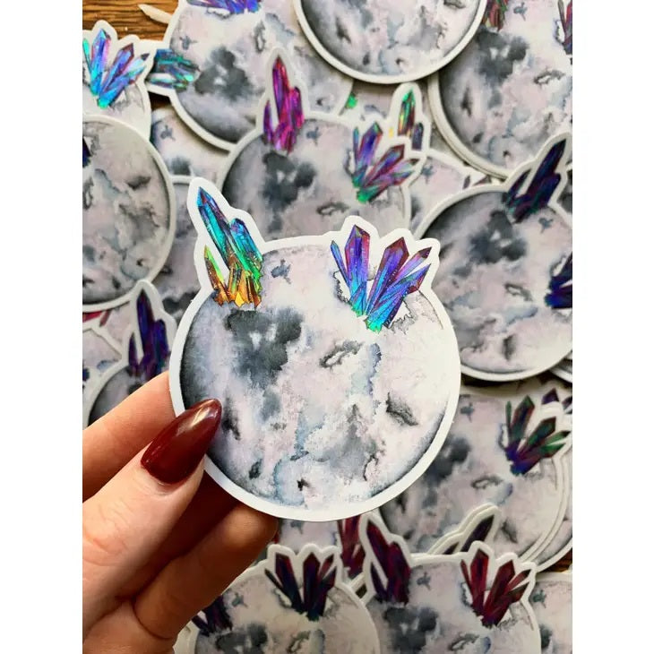 Gray Moon Holographic Sticker