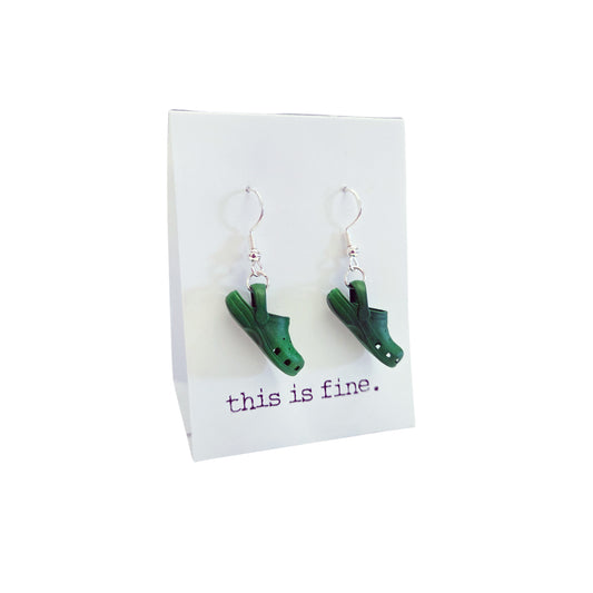I Don't Want To Croc About It Green Earrings