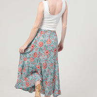 Tie Waist Wavy Ruffle Maxi Skirt