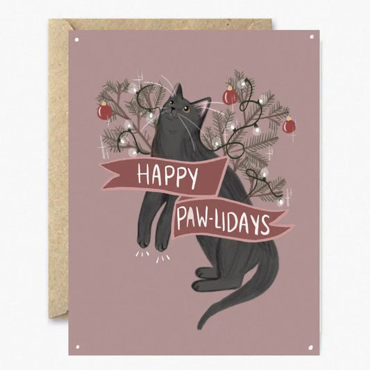 Happy Pawlidays- Holiday Cat Greeting Card