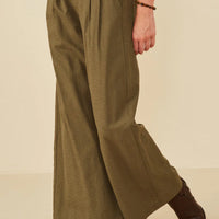 Textured Pleat Detail Wide Leg Pants