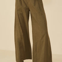 Textured Pleat Detail Wide Leg Pants