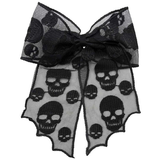 Skull Lace Hair Bow