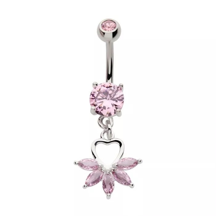 Heart With 5 Marquise Dangle Navel