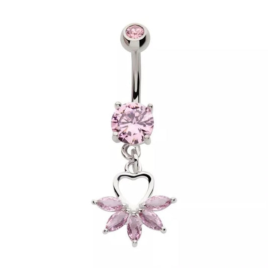 Heart With 5 Marquise Dangle Navel