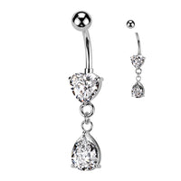 Heart And Teardrop Prong Dangle Navel