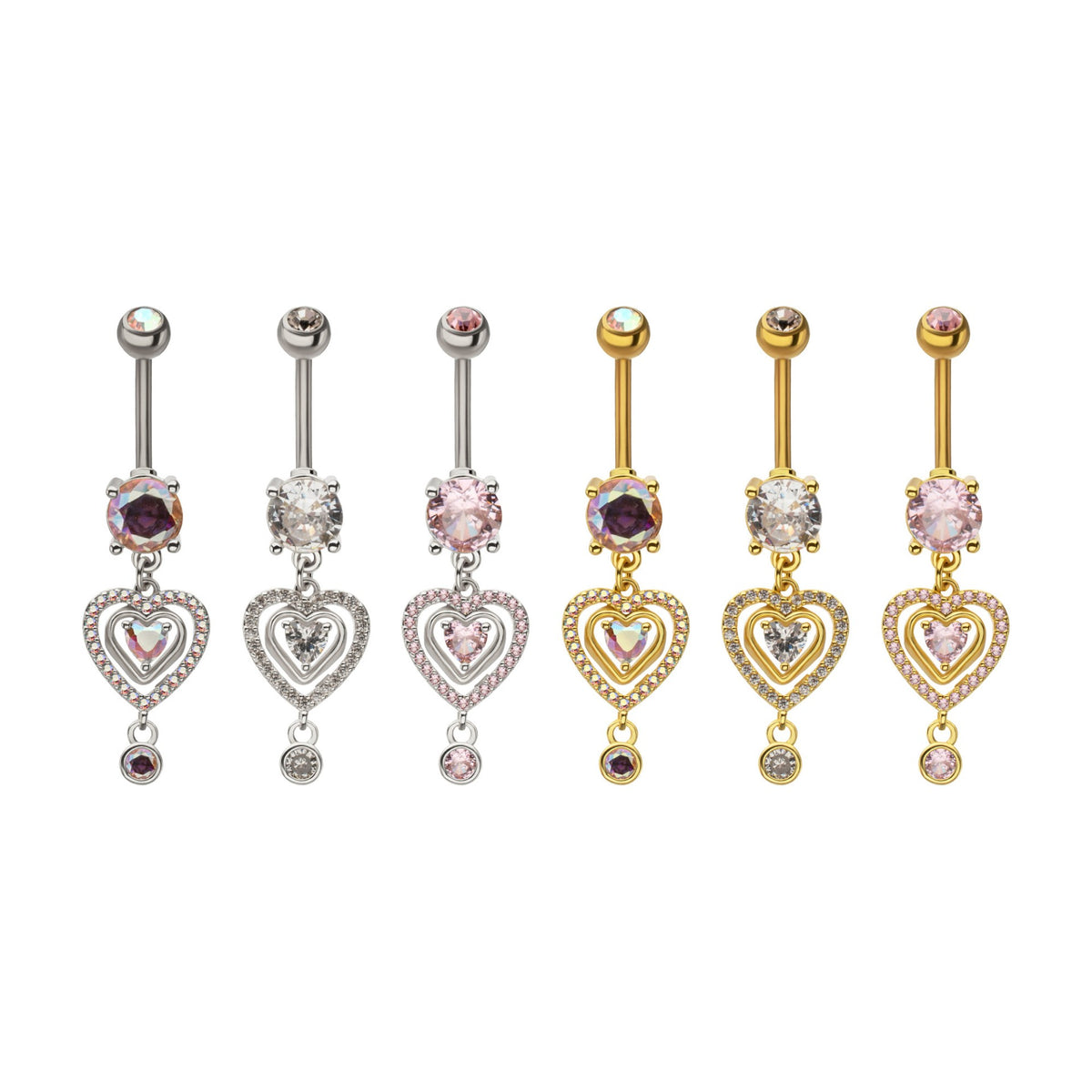 Heart Double Outline Dangle Navel