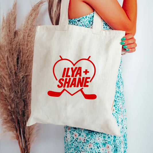 Heart Ilya & Shane White With Red Heart Tote Bag