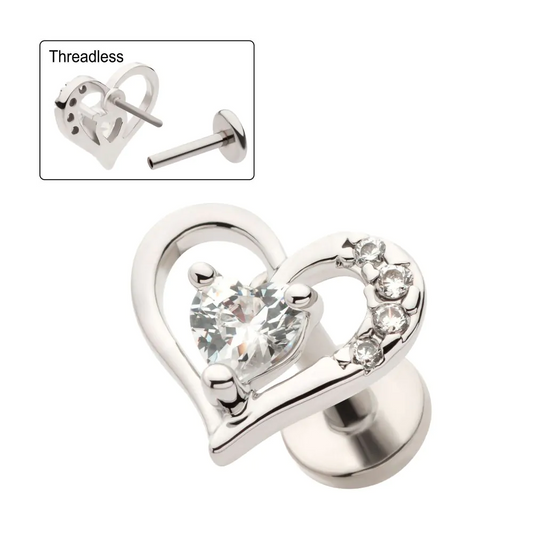 Heart Multi Round CZ Threadless Labret