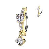 Heart And Round CZ Dangle Clicker Navel