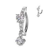 Heart And Round CZ Dangle Clicker Navel