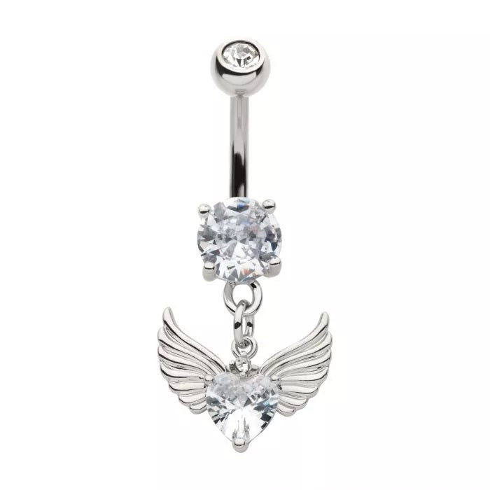 Heart With Wings Dangle Navel